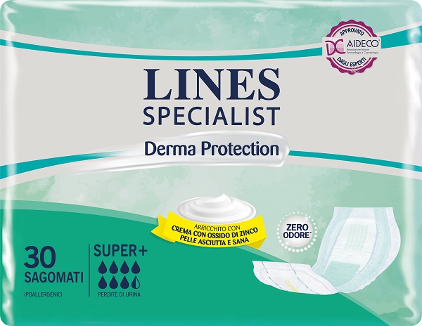 PANNOLONE PER INCONTINENZA LINES SPECIALIST DERMA SAGOMATO SUPER+ 30 PEZZI - Farmacia Del Monaco