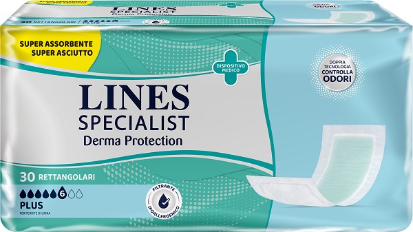 PANNOLONE PER INCONTINENZA LINES SPECIALIST DERMA RETTANGOLARE 30 PEZZI - Farmacia Del Monaco