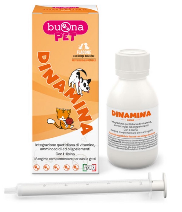 DINAMINA CANI GATTI FLACONE CON SIRINGA DOSATRICE IN PASTA 60 G BUONAPET - Farmacia Del Monaco