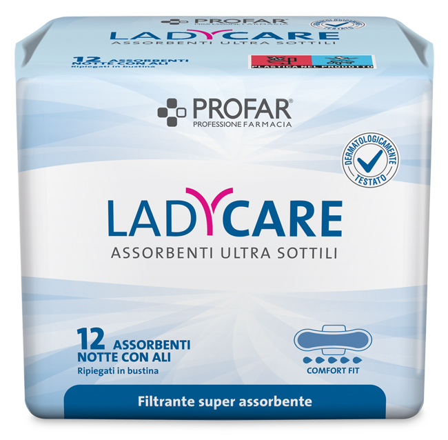 LADYCARE ASSORBENTI NOTTE CON ALI 12 PEZZI PROFAR - Farmacia Del Monaco