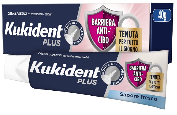 KUKIDENT PLUS BARRIERA ANTI-CIBO FRESCO CREMA ADESIVA DENTIERE 40 G - Farmacia Del Monaco