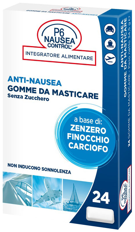 P6 NAUSEA CONTROL 24 GOMME DA MASTICARE SENZA ZUCCHERO - Farmacia Del Monaco