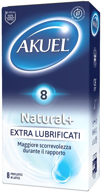PROFILATTICO AKUEL NATURAL+ EXTRALUBRIFICATO 8 PEZZI - Farmacia Del Monaco
