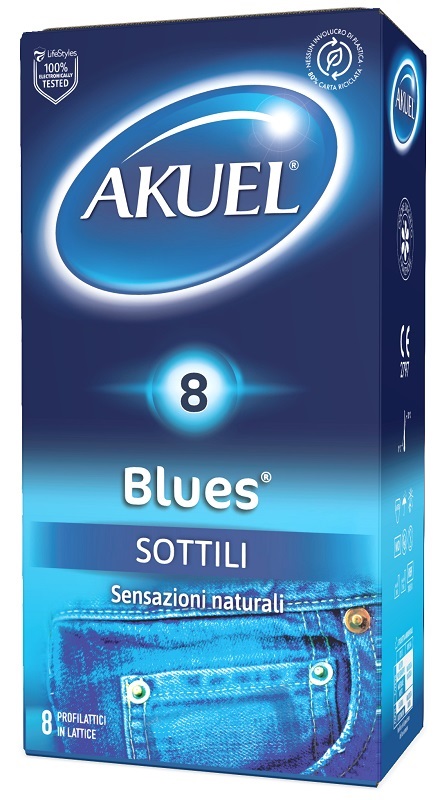 PROFILATTICO AKUEL BLUES SOTTILE 8 PEZZI - Farmacia Del Monaco