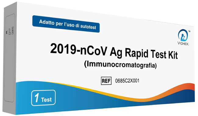 TEST ANTIGENICO RAPIDO COVID-19 V-CHEK AUTODIAGNOSTICO DETERMINAZIONE QUALITATIVA ANTGENI SARS-COV-2 IN TAMPONI NASALI MEDIANTE IMMUNOCROMATOGRAFIA - Farmacia Del Monaco