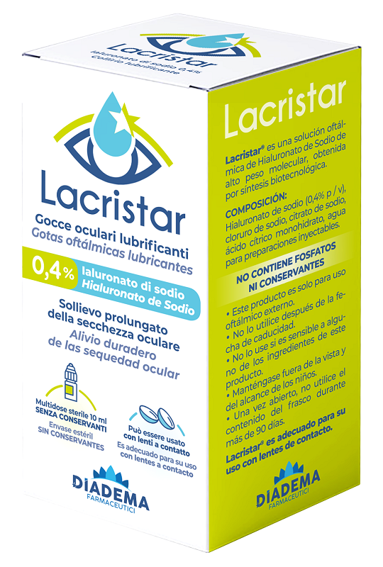 LACRISTAR GOCCE OCULARI LUBRIFICANTI 0,4% IALURONATO DI SODIO MULTIDOSE 10 ML - Farmacia Del Monaco