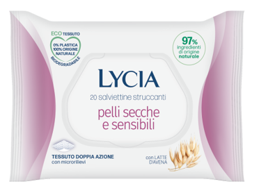 LYCIA SALVIETTINE STRUCCANTI PELLI SECCHE E SENSIBILI 20 PEZZI - Farmacia Del Monaco
