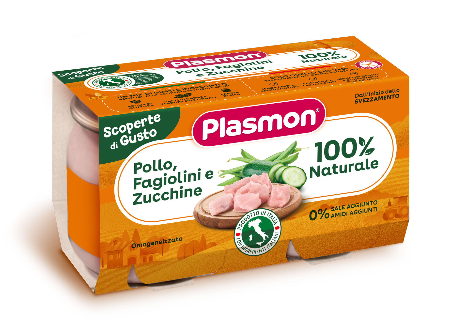 PLASMON OMOGENEIZZATI POLLO FAGIOLINI ZUCCHINE 2 PEZZI DA 120 G - Farmacia Del Monaco