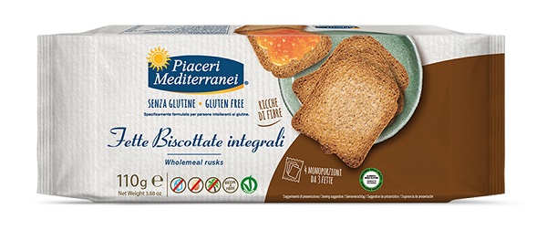 PIACERI MEDITERRANEI FETTE BISCOTTATE INTEGRALI 110 G - Farmacia Del Monaco