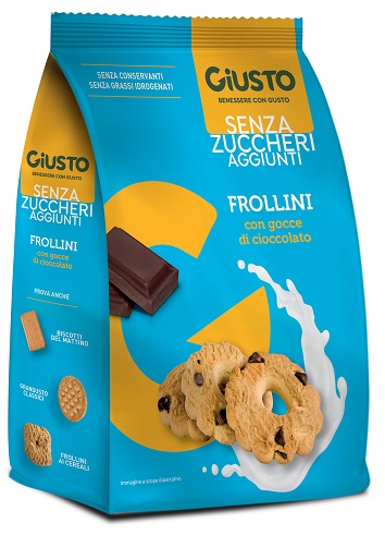 GIUSTO SENZA ZUCCHERO FROLLINI GOCCE CIOCCOLATO SENZA ZUCCHERO 350 G - Farmacia Del Monaco