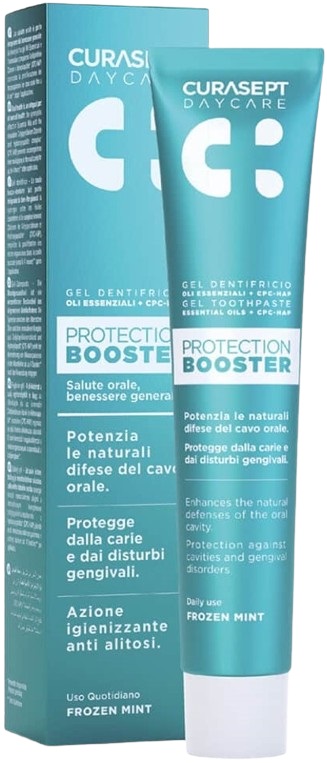CURASEPT DAYCARE DENTIFRICIO PROTECTION BOOSTER FROZEN MINT 75 ML - Farmacia Del Monaco