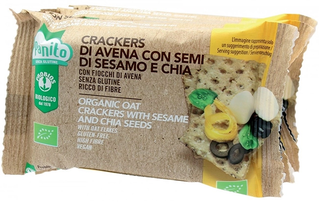 PANITO CRACKERS DI AVENA CON SEMI DI SESAMO E CHIA BIO 4 PEZZI DA 35 G - Farmacia Del Monaco