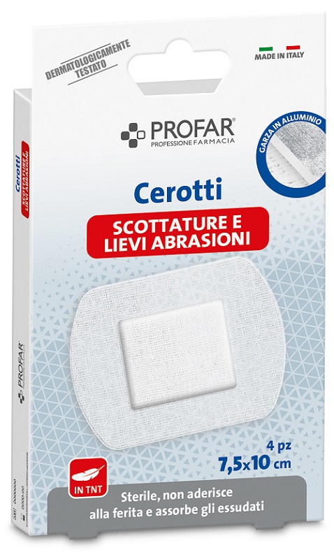 CEROTTI PROFAR SCOTTATURE E LIEVI ABRASIONI IN TNT 7,5X10CM 4 PEZZI - Farmacia Del Monaco