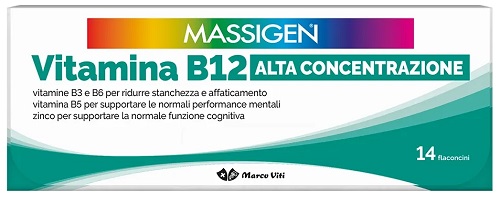 MASSIGEN VITAMINA B12 ALTA CONCENTRAZIONE 14 FLACONCINI - Farmacia Del Monaco