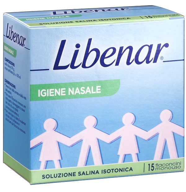 SOLUZIONE SALINA ISOTONICA 0,9% LIBENAR PER IGIENE NASALE 15 FLACONCINI MONOUSO X 5 ML - Farmacia Del Monaco