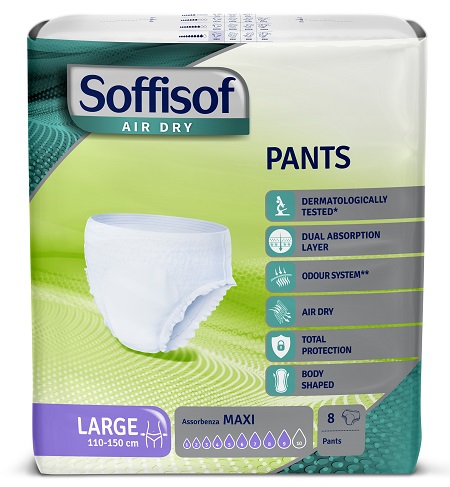 PANNOLONE SOFFISOF AIR DRY PANTS MAXI LARGE 8 PEZZI - Farmacia Del Monaco