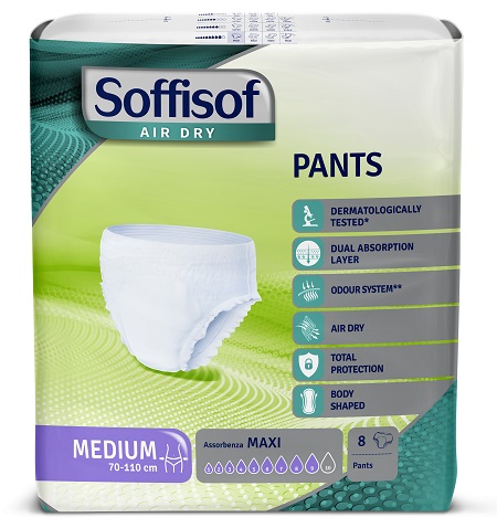 PANNOLONE SOFFISOF AIR DRY PANTS MAXI MEDIUM 8 PEZZI - Farmacia Del Monaco