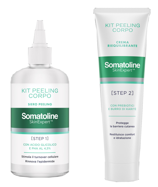 SOMATOLINE SKIN EXPERT KIT PEELING CORPO 1 GEL PEELING 200 ML + 1 CREMA RIEQUILIBRANTE 100 ML - Farmacia Del Monaco