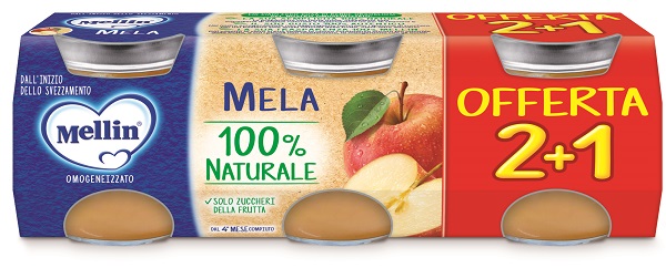 MELLIN OMOGENEIZZATO MELA 3PZ DA 100 G - Farmacia Del Monaco