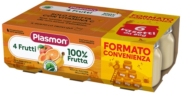 PLASMON OMOGENEIZZATO 4 FRUTTI 6X80 G - Farmacia Del Monaco