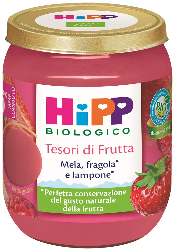 HIPP TESORI FRUTTA MELA FRAGOLA LAMPONE 160 G - Farmacia Del Monaco