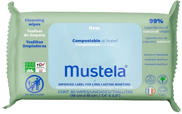 MUSTELA SALVIETTE COMPOSTABILI PROFUMATE 60 PEZZI - Farmacia Del Monaco