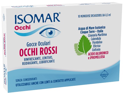 ISOMAR OCCHI ROSSI GOCCE OCULARI ACIDO IALURONICO 0,20% 10 FLACONCINI - Farmacia Del Monaco