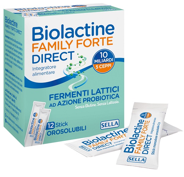 BIOLACTINE FAMILY FORTE DIRECT 10 MILIARDI 12 STICK OROSOLUBILI - Farmacia Del Monaco