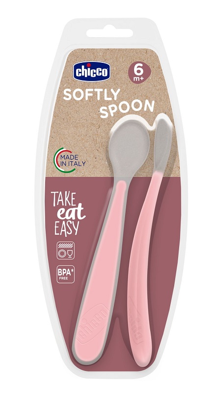 CHICCO CUCCHIAIO IN SILICONE DOPPIO ROSA 6M+ - Farmacia Del Monaco